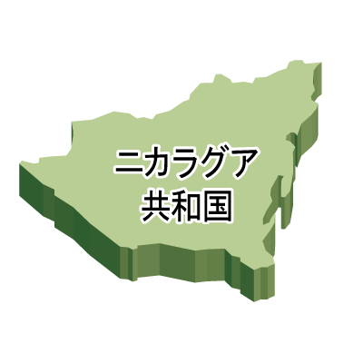 ニカラグア共和国無料フリーイラスト｜漢字・立体(緑)